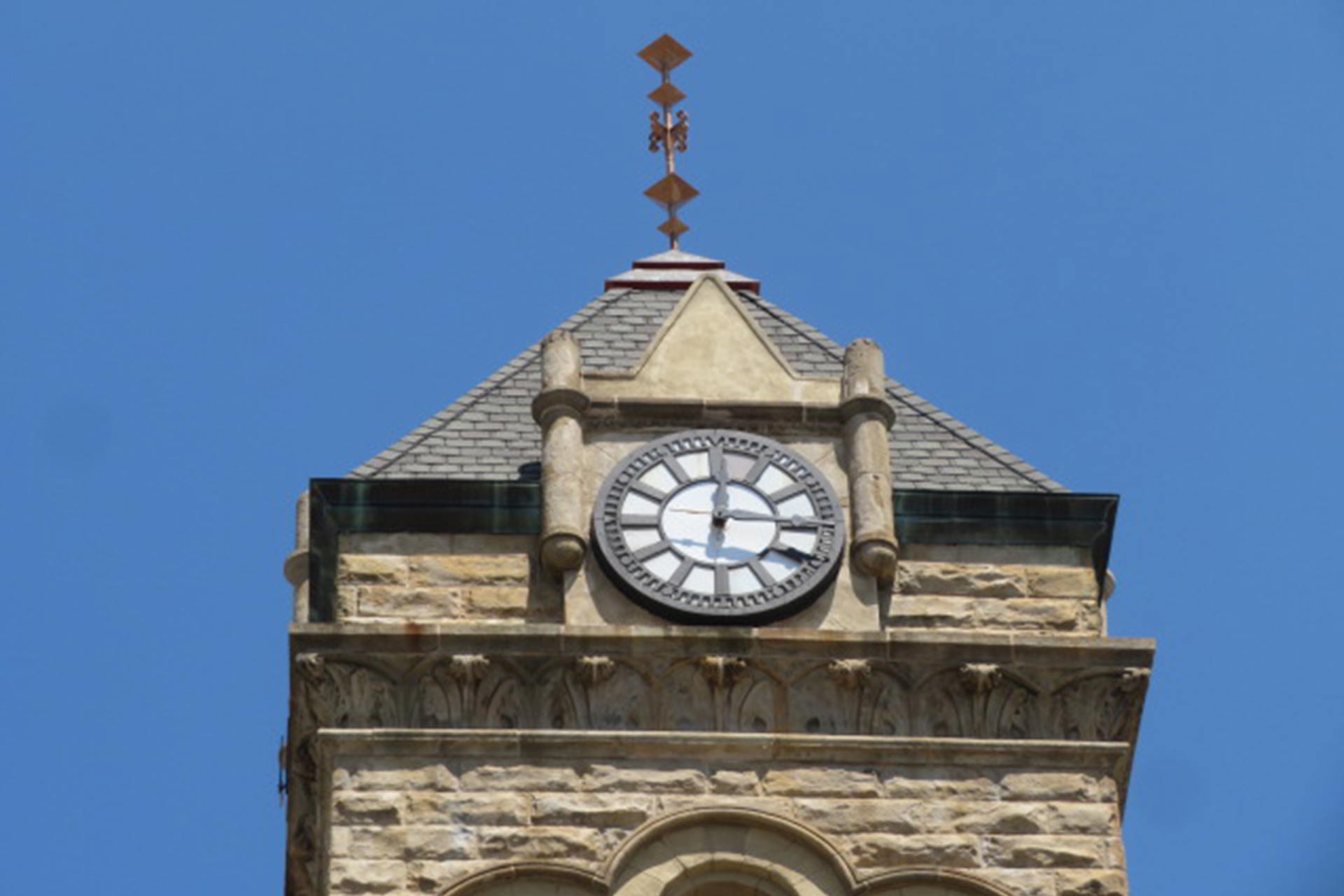 Repaired city hall clock tower
