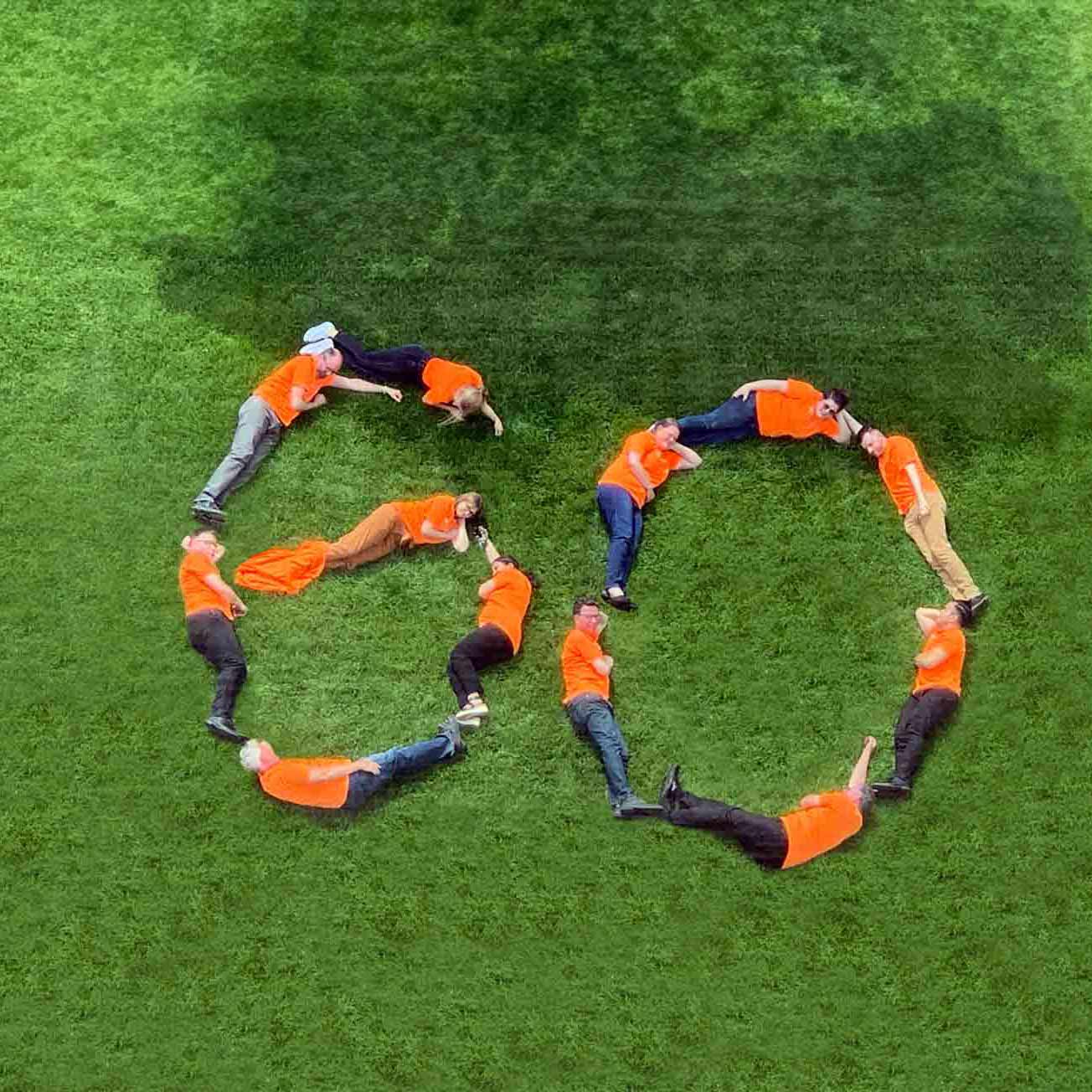 people forms 60 on grass