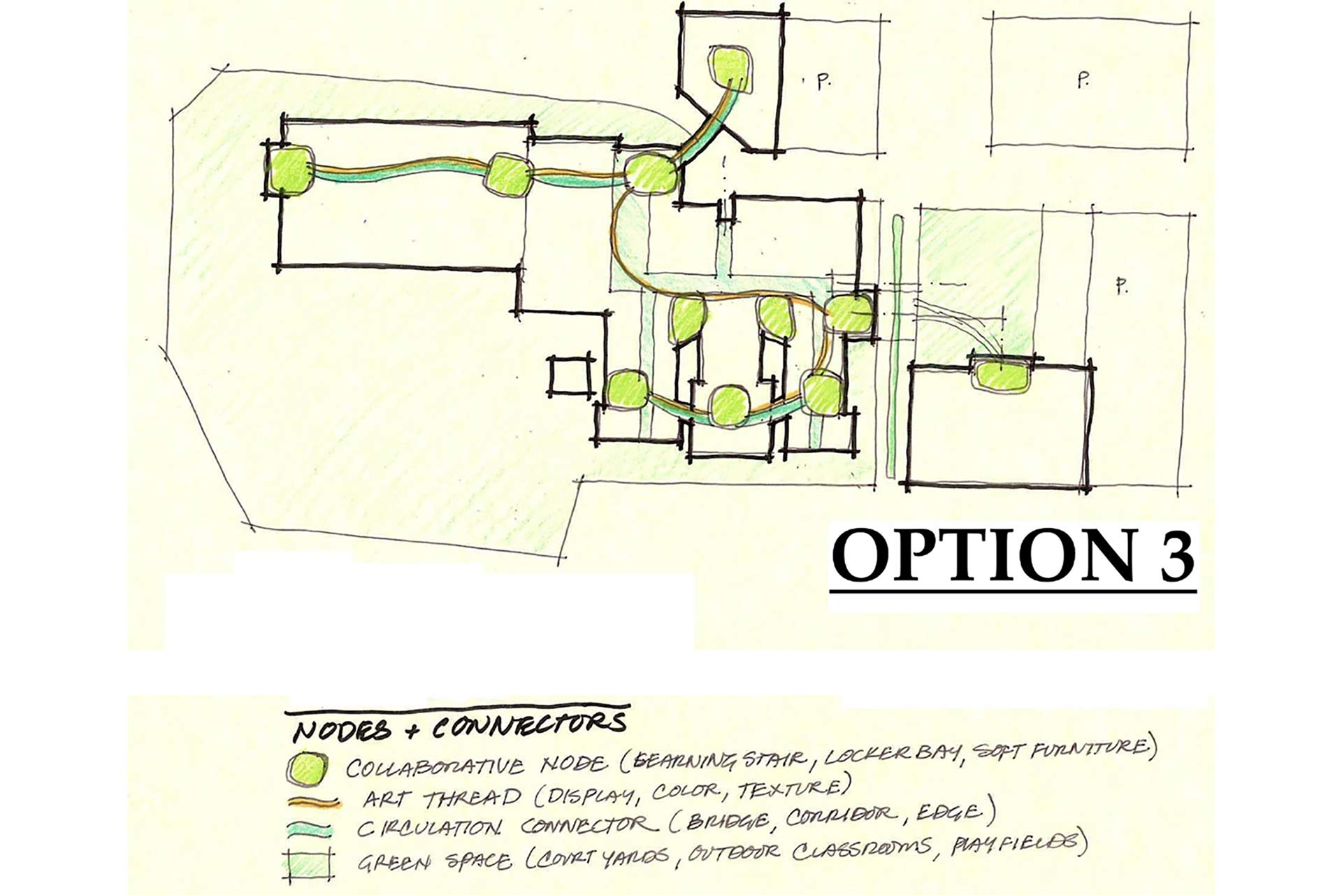 Sketch of high school floor plan