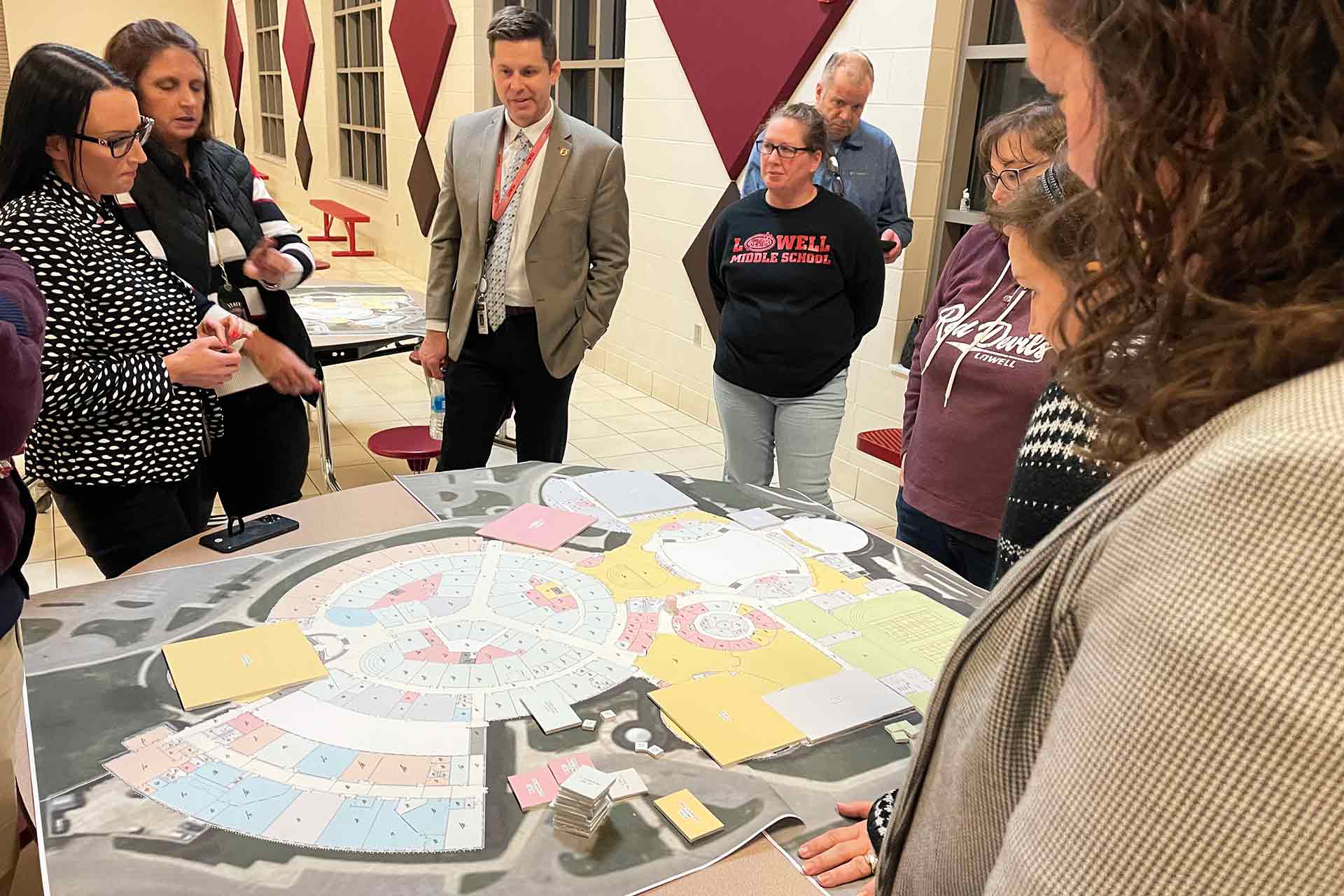 Community members meeting about a facilities master plan