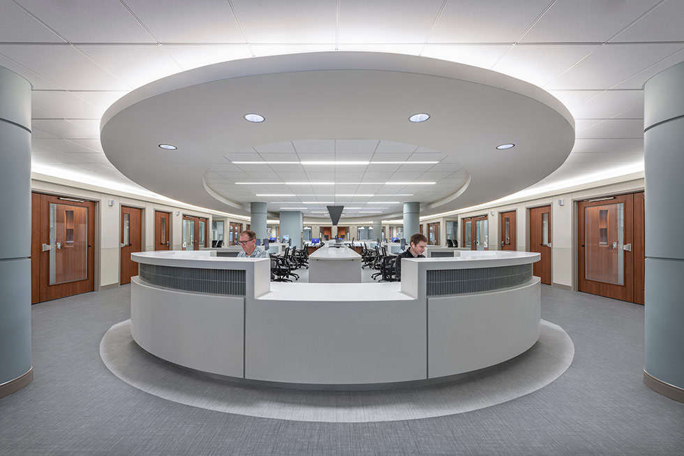 ICU reception desk and surrounding rooms